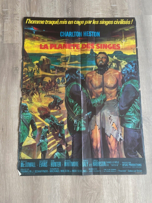 LA PLANÈTE DES SINGES POSTER ORIGINAL (60X80) CHARLTON ESTON