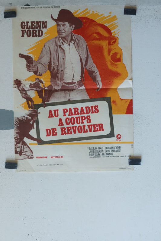 AU PARADIS A COUPS DE REVOLVER ORIGINAL MOVIE POSTER 54x38 Carolyn Jones ,