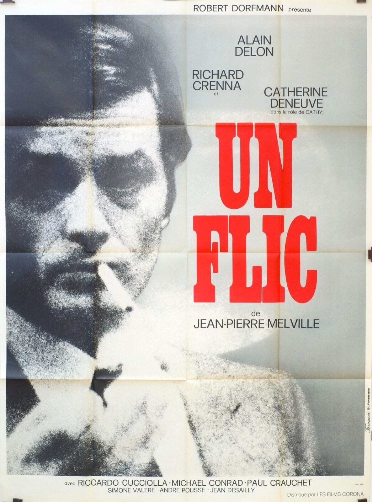UN FLIC MOVIE POSTER ORIGINAL 120x160 ALAIN DELON
