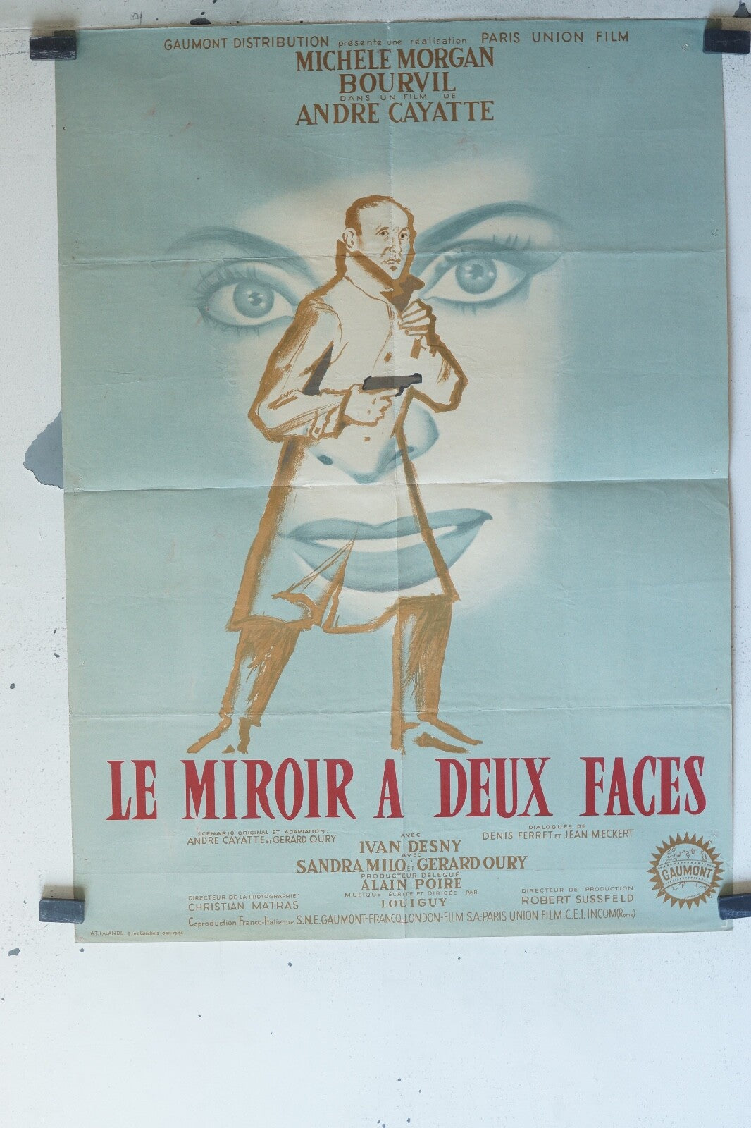 MIROIR A DEUX FACES (LE) MOVIE POSTER ORIGINAL (60X80) Michele Morgan , Bourvil