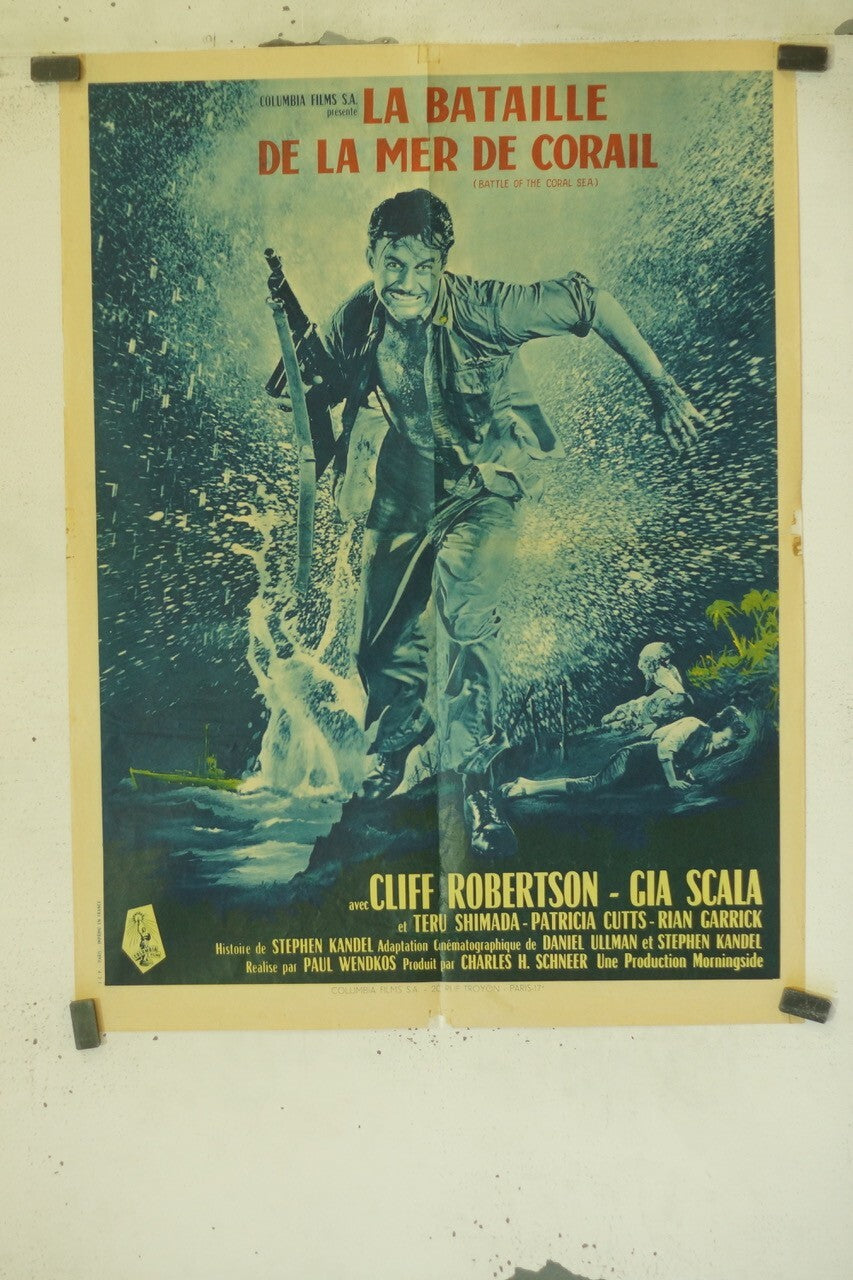 LA BATAILLE DE LA MER DE CORAIL MOVIE POSTER ORIGINAL (60X80), CLIFT ROBERTSON