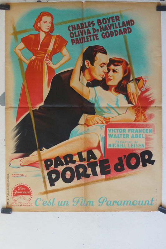 PAR LA PORTE D’OR movie poster ORIGINAL 60x80 Charles Boyer , Olivia de Havill