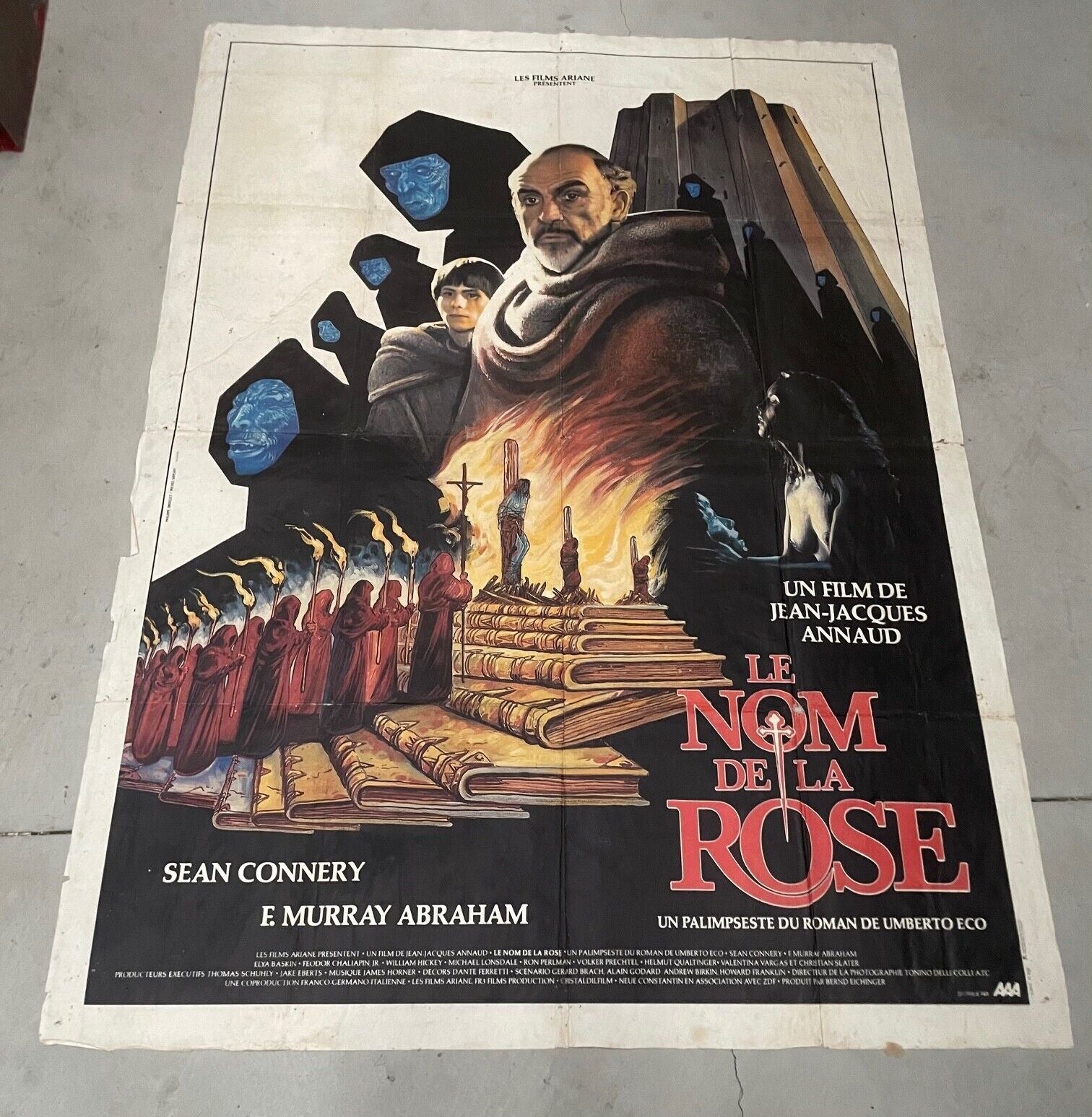 LE NOM DE LA ROSE MOVIE POSTER ORIGINAL 120x160 SEAN CONNERY