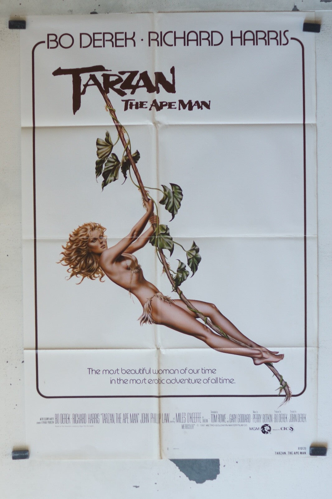 TARZAN THE APE MAN ORIGINAL MOVIE POSTER 68x100 Bo Derek , Richard Harris 