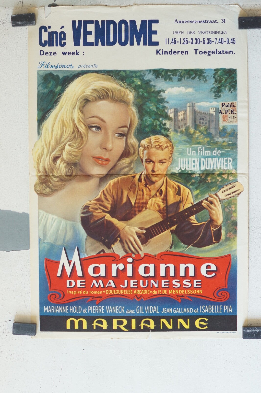 MARIANNE DE MA JEUNESSE (POSTER ORIGINAL) 30X55 Marianne Hold , Pierre Vaneck