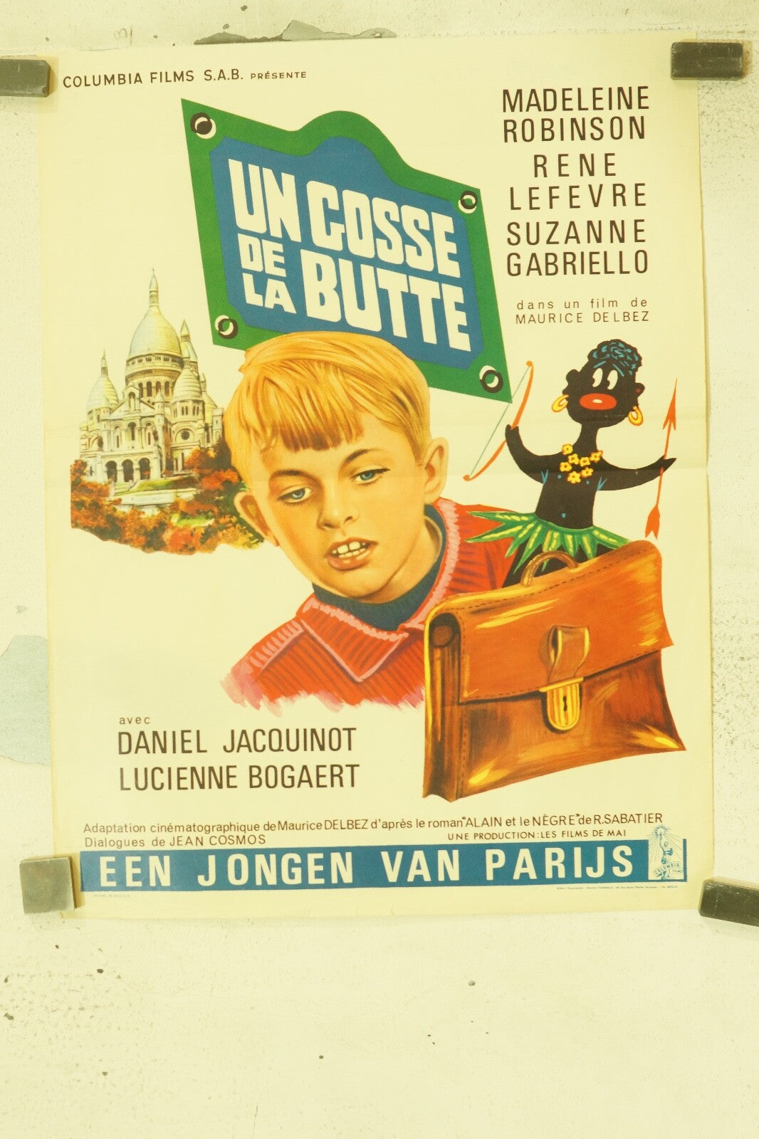 UN GOSSE DE LA BUTTE (BELGIAN) ORIGINAL 48x35 MADELEINE ROBINSON, RENE LEFEVRE