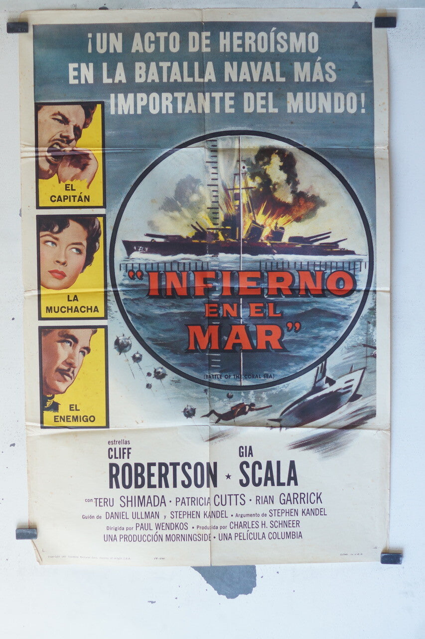 INFIERNO EN EL MAR MOVIE POSTER 69x106 Cliff Robertson , Gia Scala