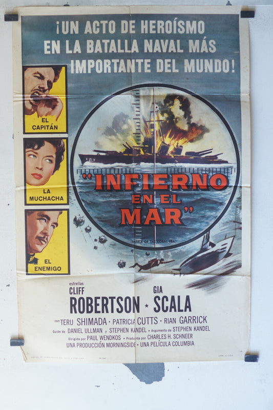 INFIERNO EN EL MAR MOVIE POSTER 69x106 Cliff Robertson , Gia Scala