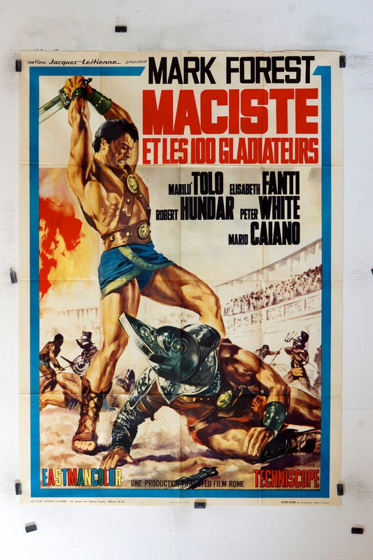 MACISTE ET LES GLADIATEURS ET LES 100 GLADIATEURS ORIGINAL MOVIE POSTER 120x160
