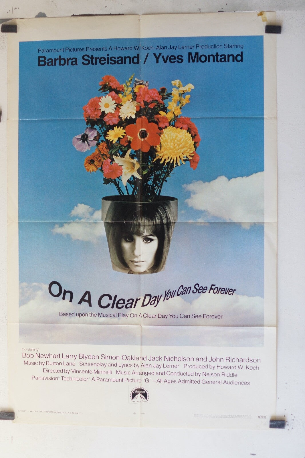 ON A CLEAR DAY YOU CAN SEE FOREVER ORIGINAL MOVIE POSTER JACK NICHOLSON, JOHN