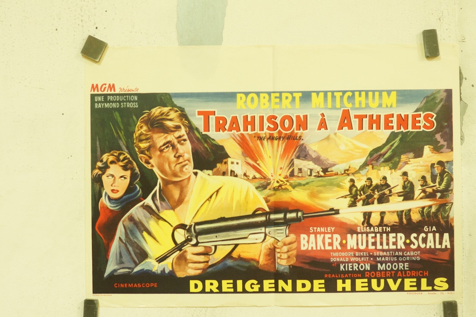 TRAHISON A ATHENES (BELGIAN POSTER) ORIGINAL 38x55 ROBERT MITCHUM, STANLEY BAKER