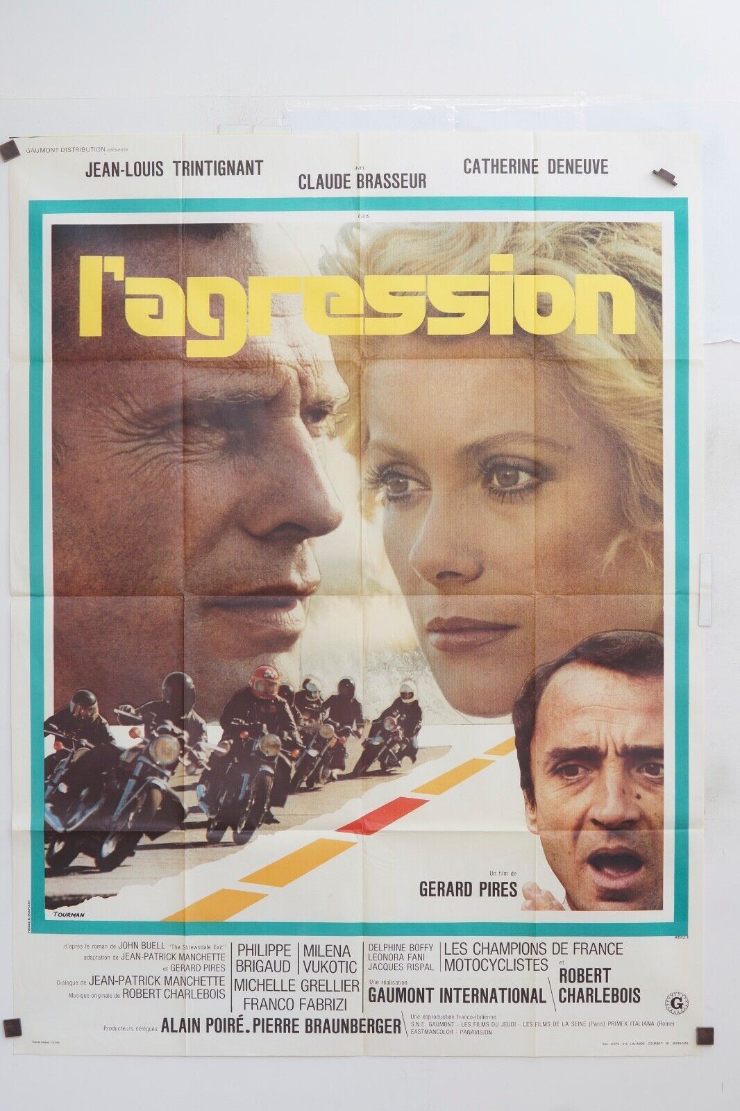 L’AGRESSION MOVIE POSTER ORIGINAL 120x160 JEAN-LOUIS TRINTIGNANT
