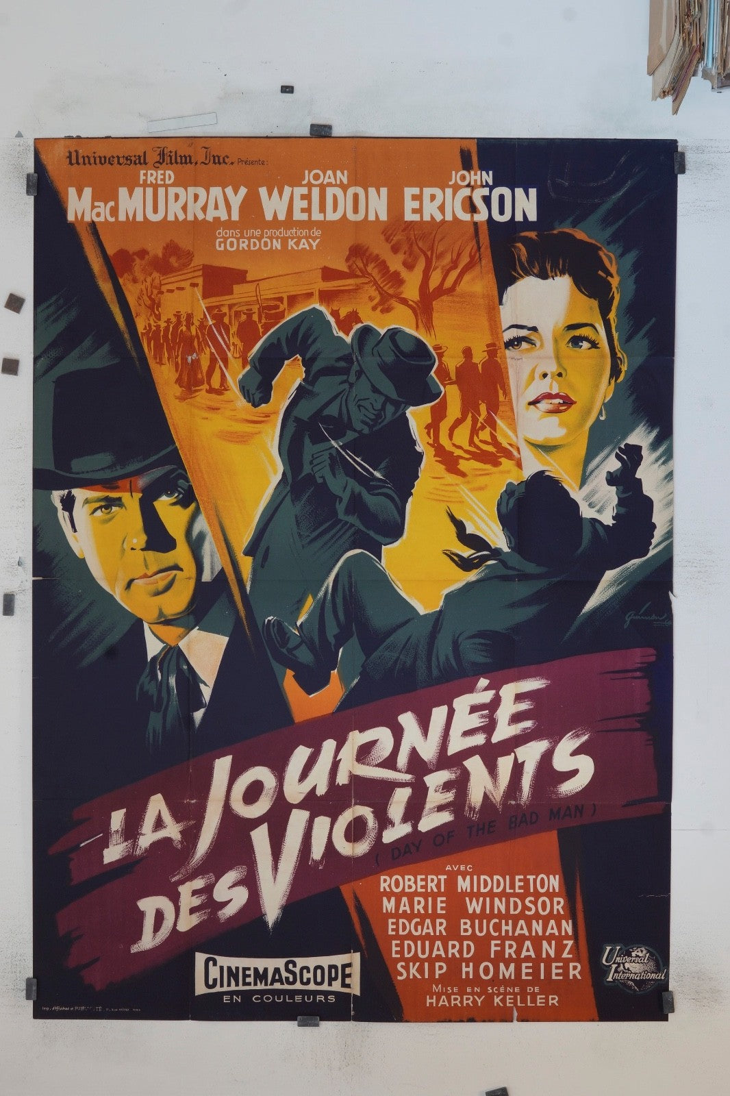 LA JOURNNÉE DES VIOLENTS  FRED MAC MURRAY  MOVIE POSTER ORIGINAL 120x160