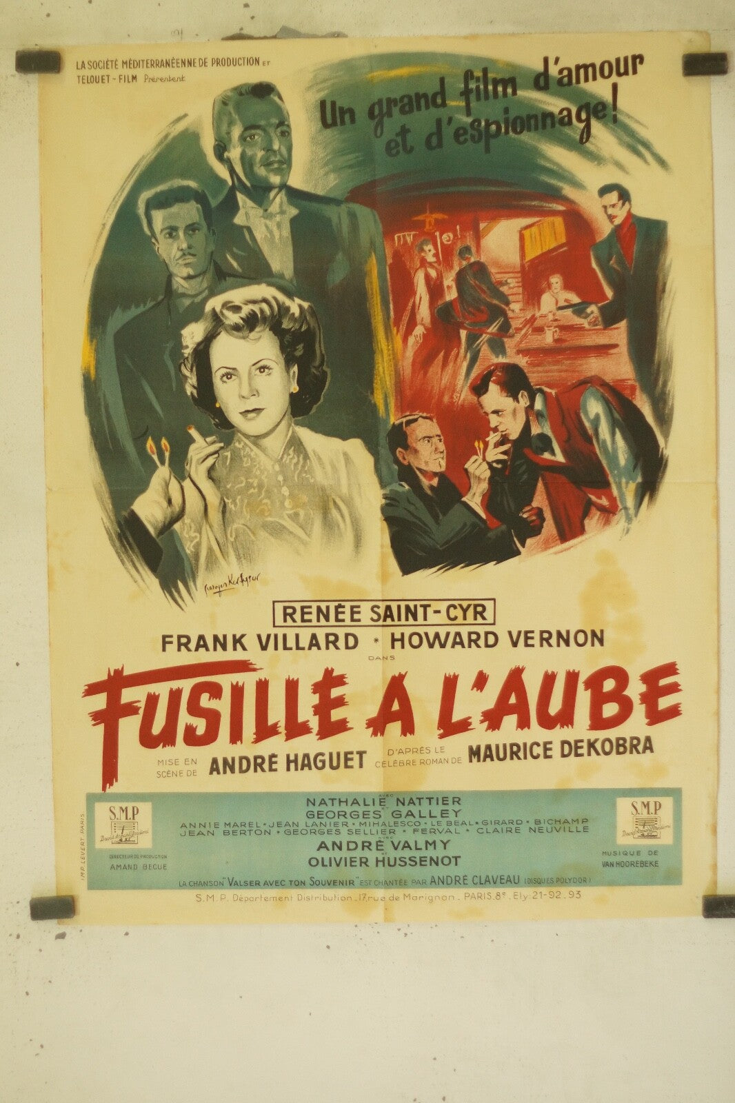 FUSILLÉ A L’AUBE MOVIE POSTER ORIGINAL (60X80) FRANK VILLARD – HOWARD VERNON