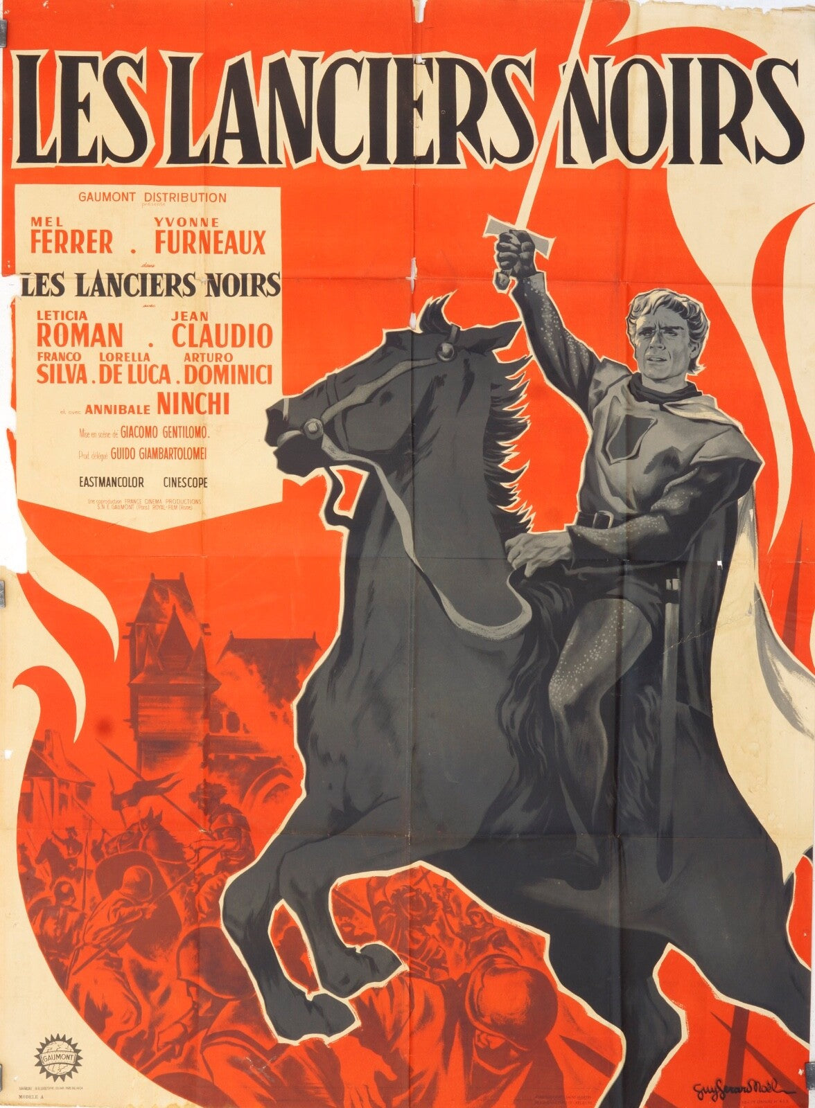 LES LANCIERS NOIRS POSTER ORIGINAL 120x160 MEL FERRER