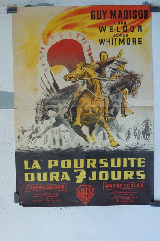 LA POURSUITE DURA 7 JOURS MOVIE POSTER ORIGINAL (60X80) GUY MADISON – JOAN