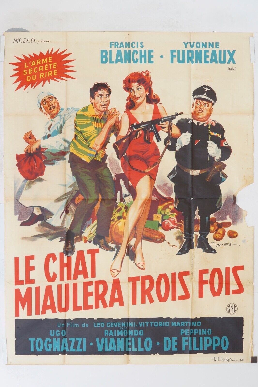 LE CHAT MIAULERA TROIS FOIS ORIGINAL MOVIE POSTER 120x160 FRANCIS BLANCHE