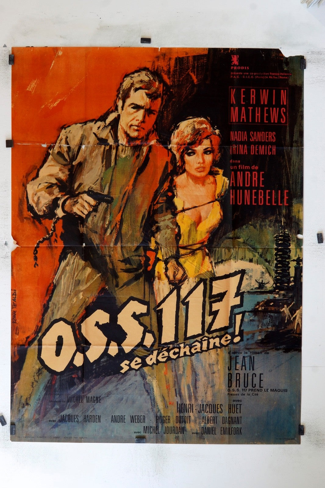 OSS 117 SE DECHAINE !  ANDRE HUNEBELLE  MOVIE POSTER ORIGINAL 120x160