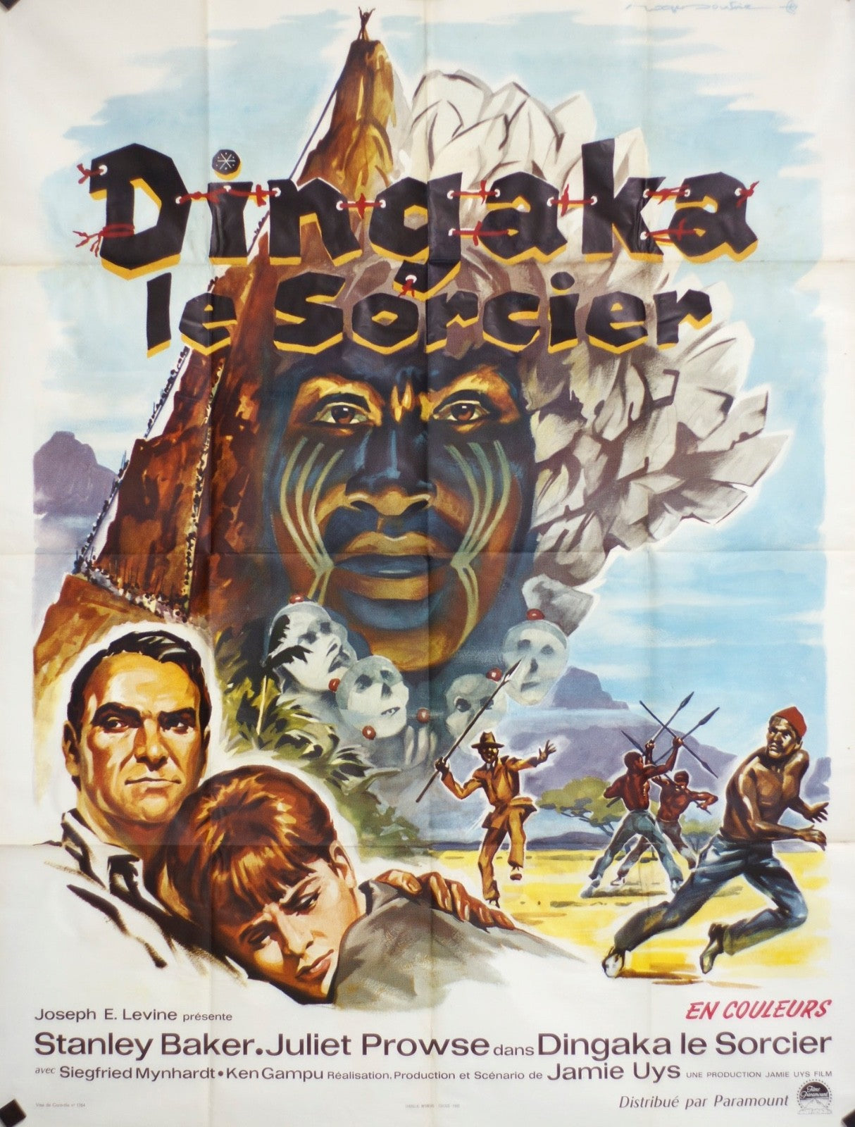 DINGAKA LE SORCIER  STANLEY BAKER movie poster ORIGINAL 120x160