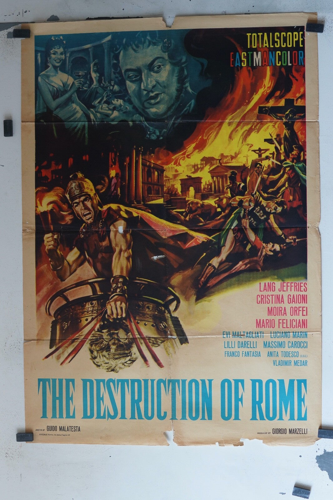 THE DESTRUCTION OF ROME ORIGINAL MOVIE POSTER 70x100 LANG JEFFRIES, CRISTINA
