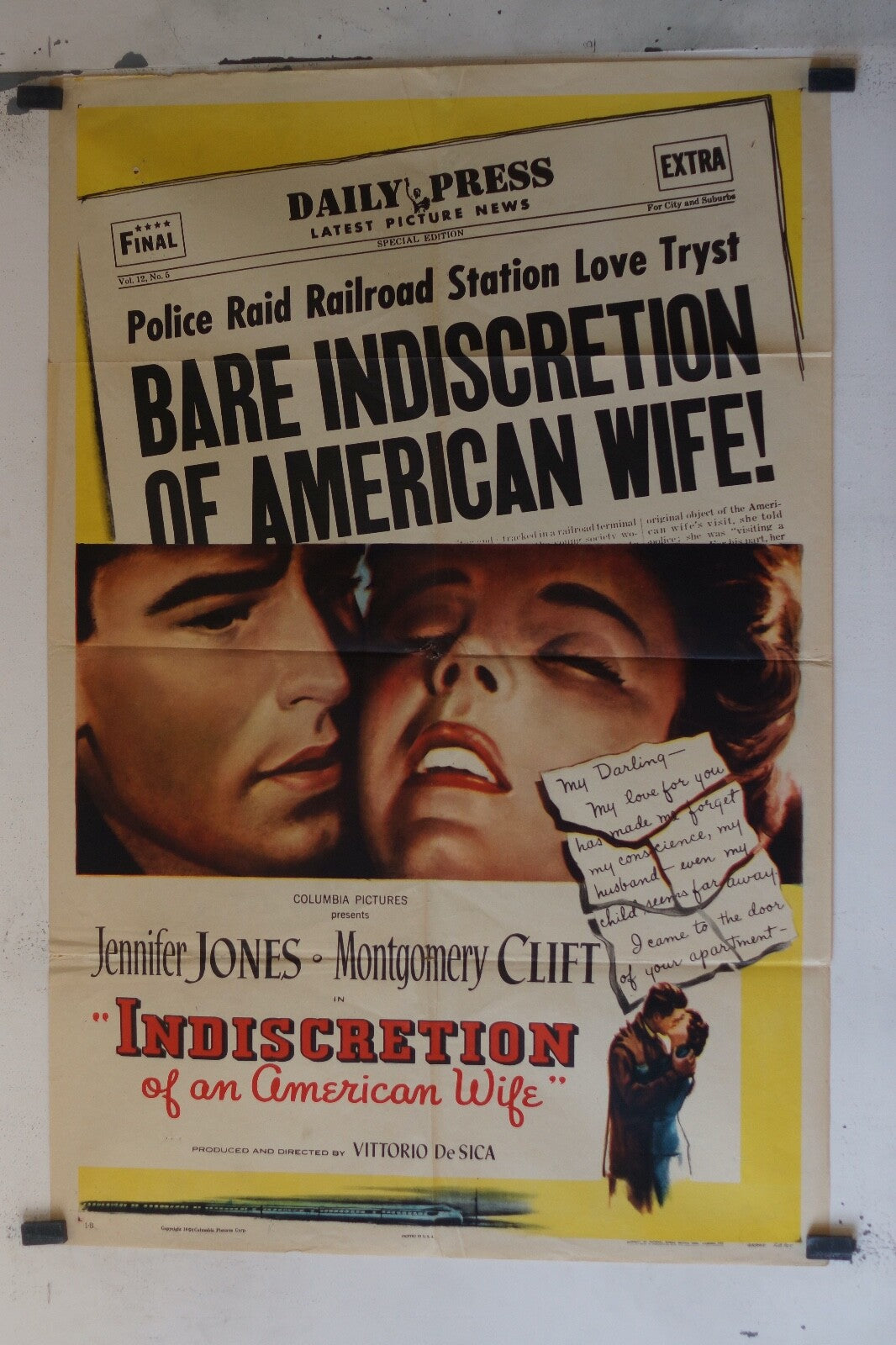 INDISCRETION OF AN AMERICAN WIFE (1953) ORIGINAL MOVIE POSTER JENNIFER JONES