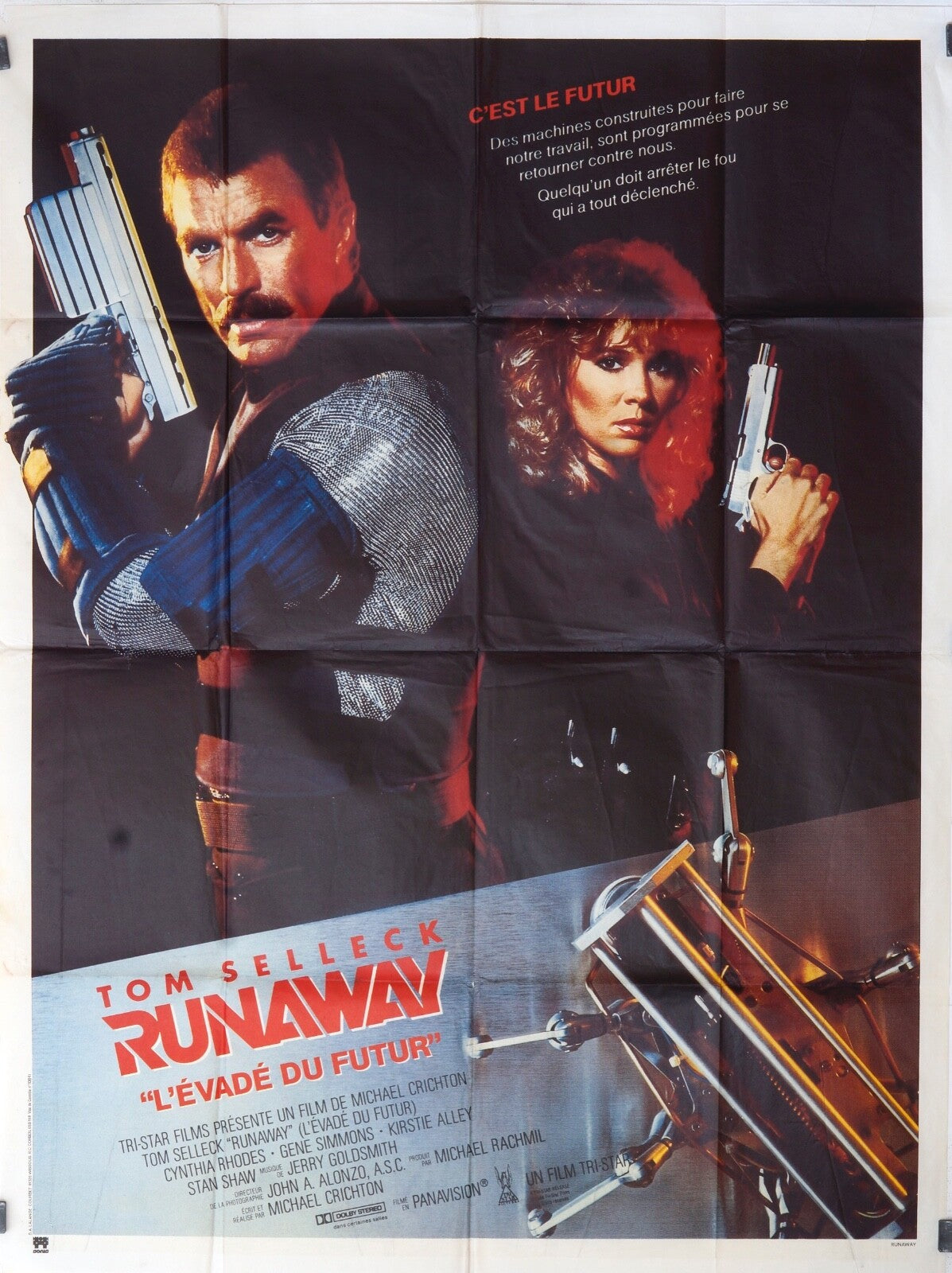 RUNAWAY, L’ÉVADÉ DU FUTUR, TOM SELLECK POSTER ORIGINAL 120x160