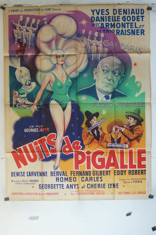 NUITS DE PIGALLE ORIGINAL MOVIE POSTER 120x160 YVES DENIAUD, DANIELLE GODET