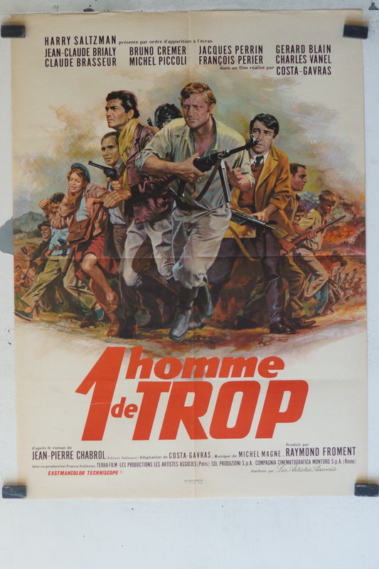 1 HOMME DE TROP MOVIE POSTER ORIGINAL (60X80)  Bruno Cremer , Jean-Claude Brialy