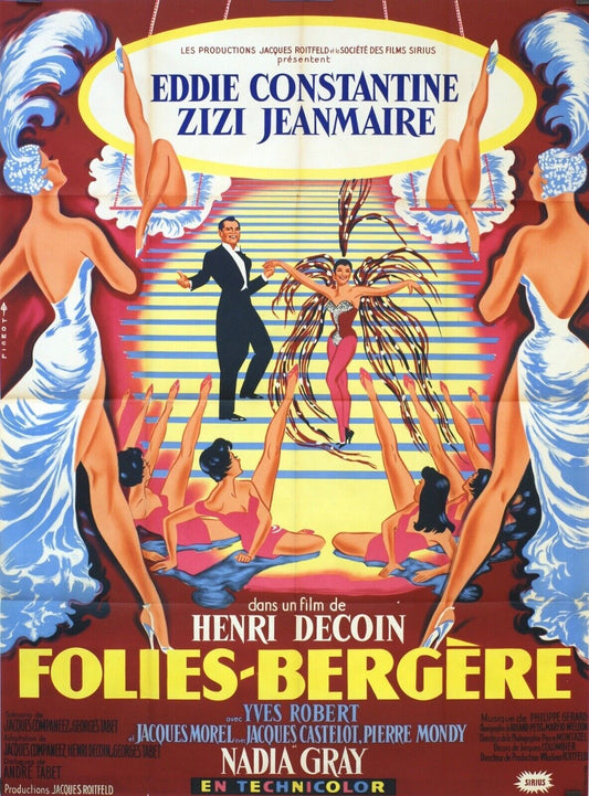 FOLIES-BERGÈRES MOVIE POSTER ORIGINAL (120X160) EDDIE CONSTANTINE