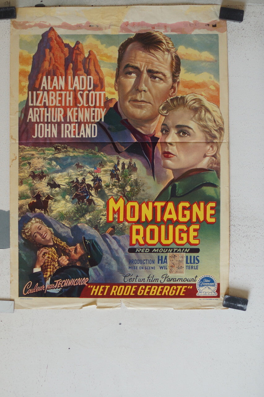 MONTAGNE ROUGE POSTER ORIGINAL 55x36 Alan Ladd , Lizabeth Scott 