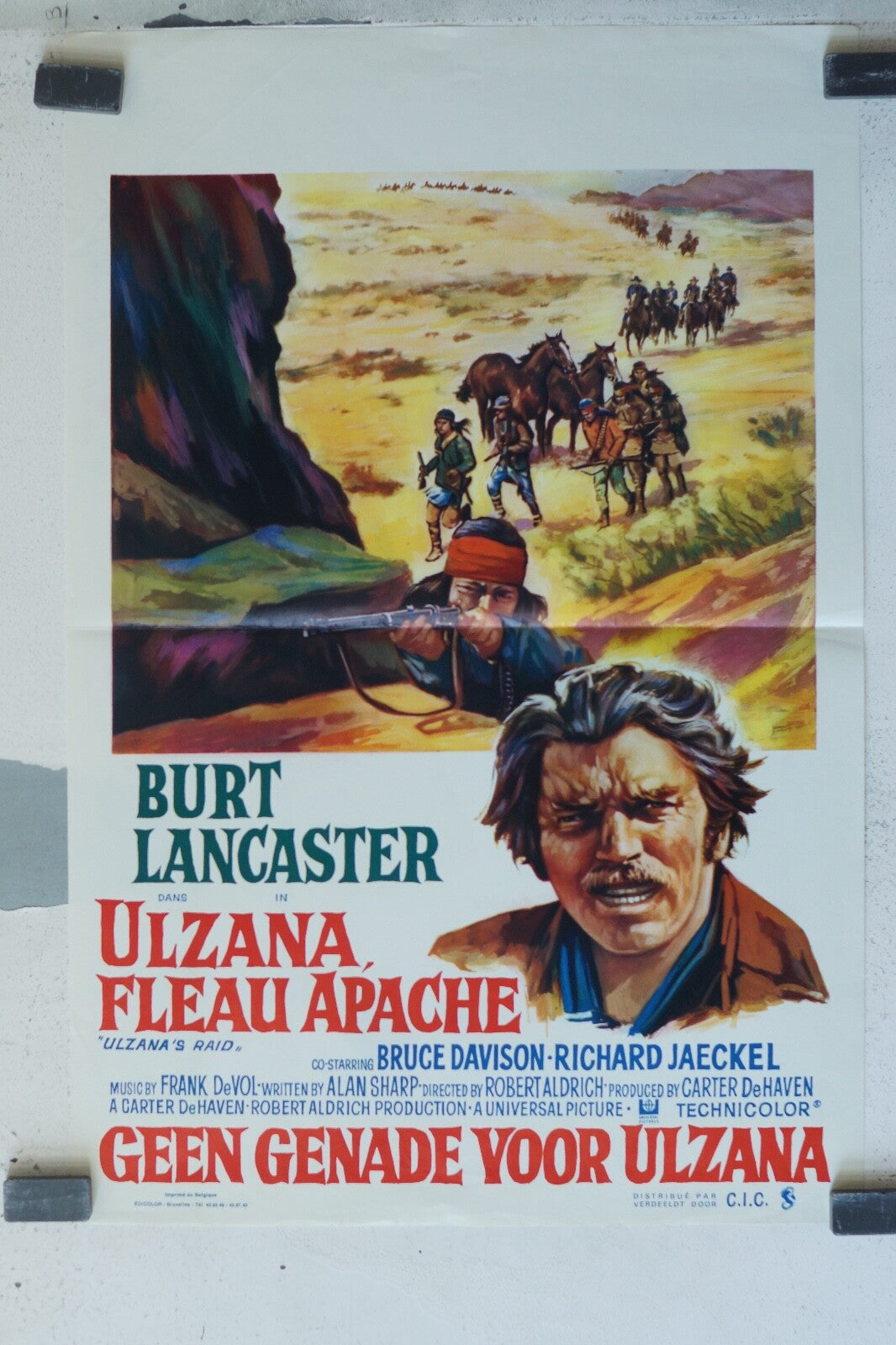 ULZANA, FLEAU APACHE (BELGE), 1974 POSTER ORIGINAL 37 X 55 BURT LANCASTER