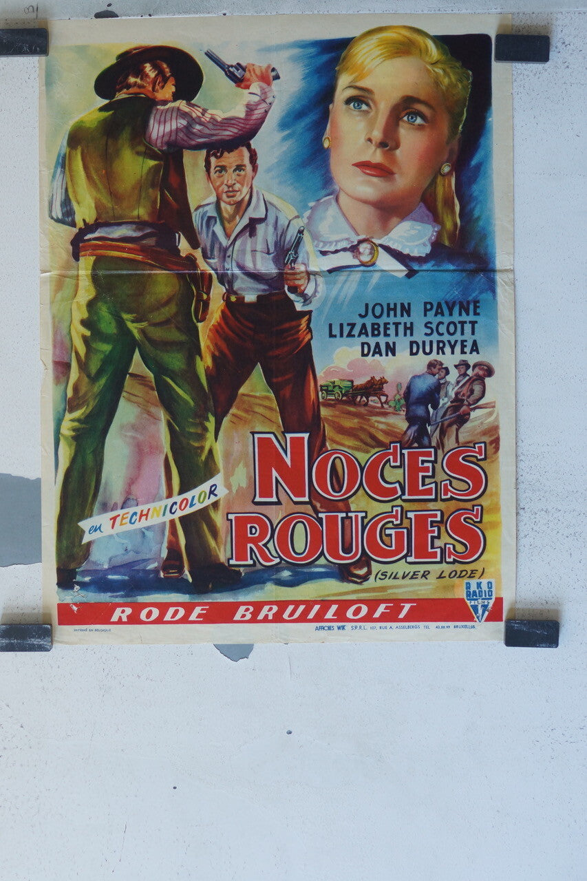 NOCES ROUGES MOVIE POSTER ORIGINAL 46x36 John Payne , Lizabeth Scott 
