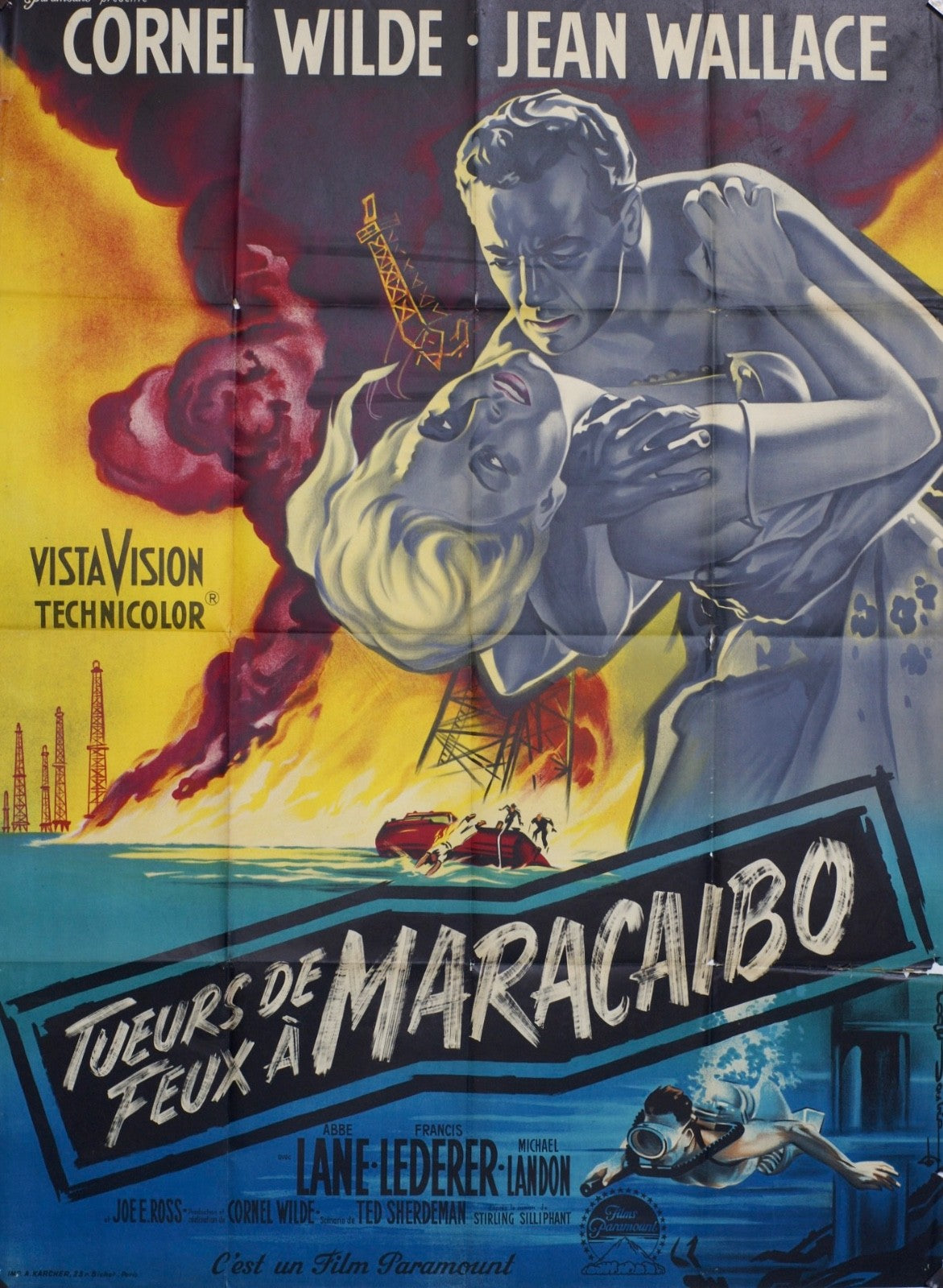 TUEURS DE FEUX À MARACAIBO CORNEL WILDE MOVIE POSTER ORIGINAL 120x160