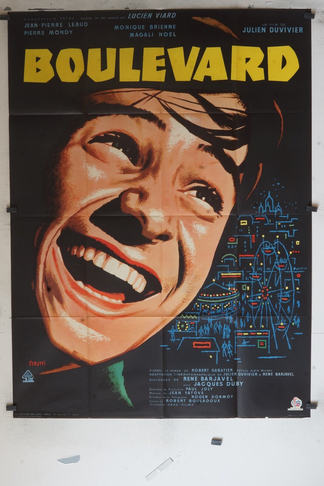 BOULEVARD MOVIE POSTER ORIGINAL (120x160), LEAUD, MONDY, DUVIVIER