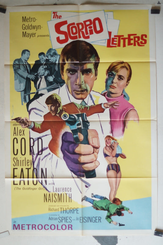 THE SCORPIO LETTERS ORIGINAL MOVIE POSTER 70x100 Alex cord , Shirley Eaton