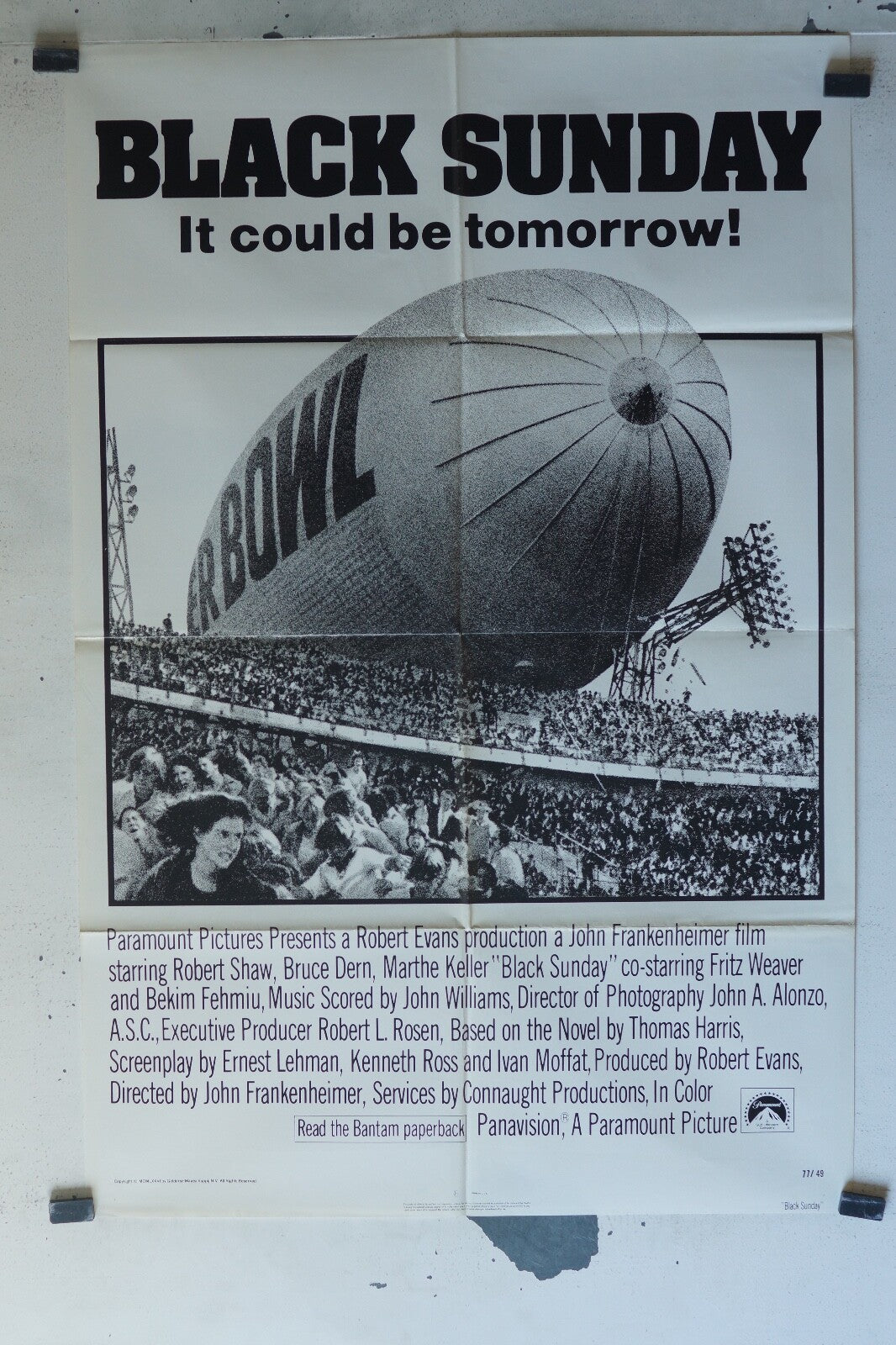 BLACK SUNDAY MOVIE POSTER ORIGINAL 68x104 Robert Shaw , Bruce Dern