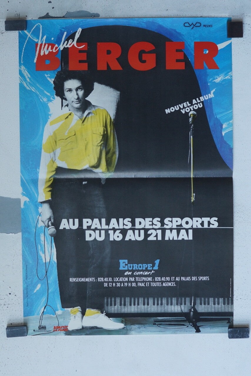MICHEL BERGER, AFFICHE DE CONCERT, PALAIS DES SPORT ORIGINAL (40X60) MICJEL