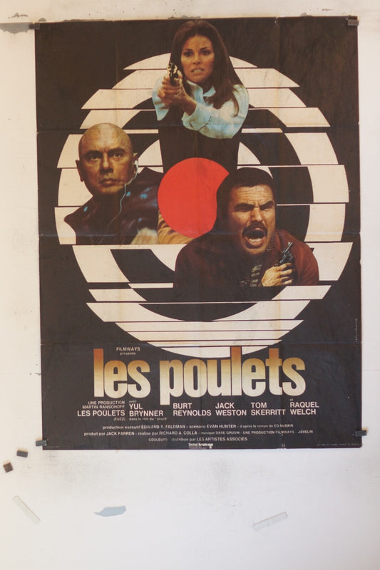 LES POULETS POSTER ORIGINAL120x160 YUL BRYNNER – BURT REYNOLDS