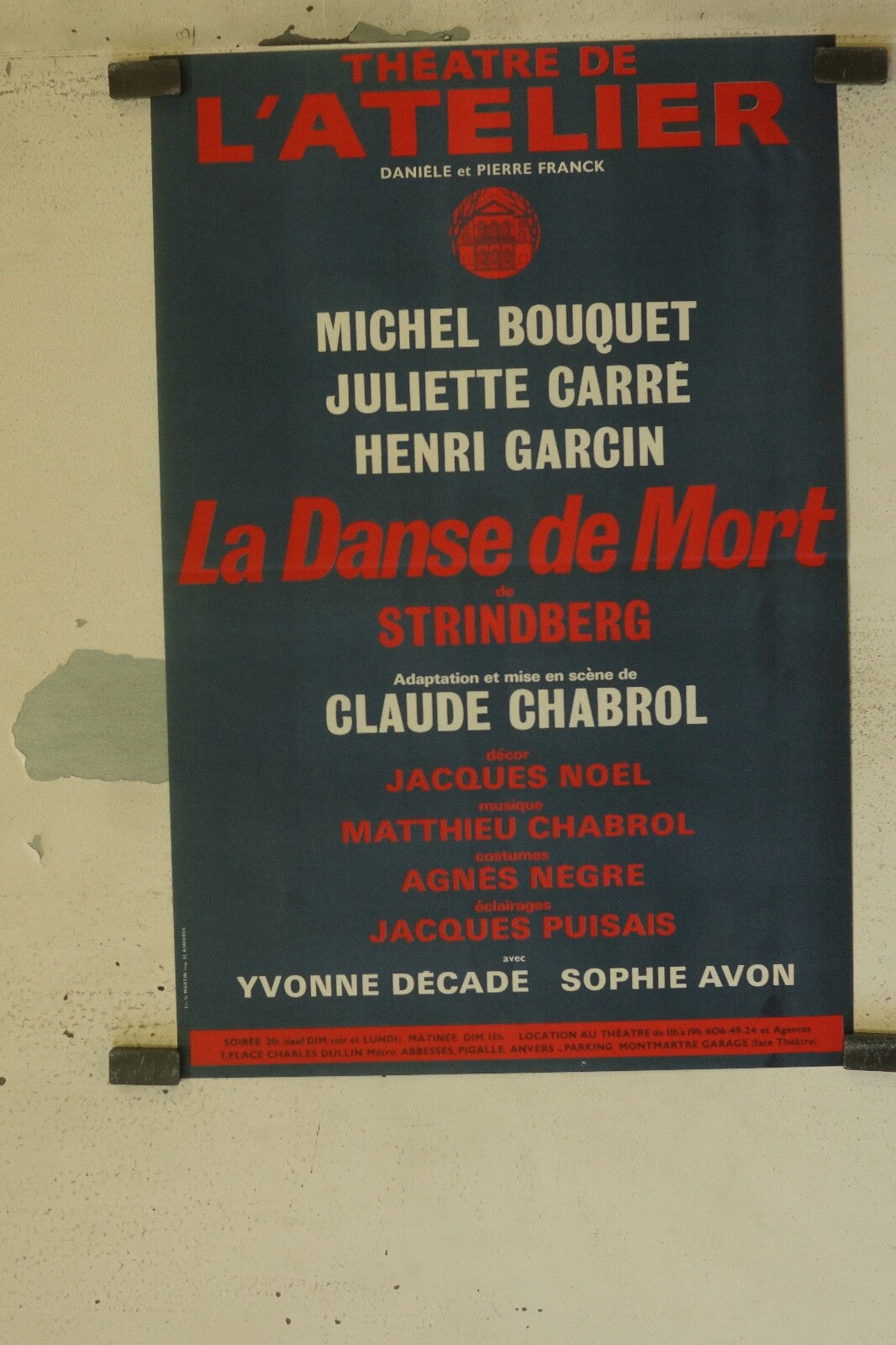 « LA DANSE DE MORT » DE STRINDBERG MOVIE POSTER ORIGINAL 40x60 THÉÂTRE