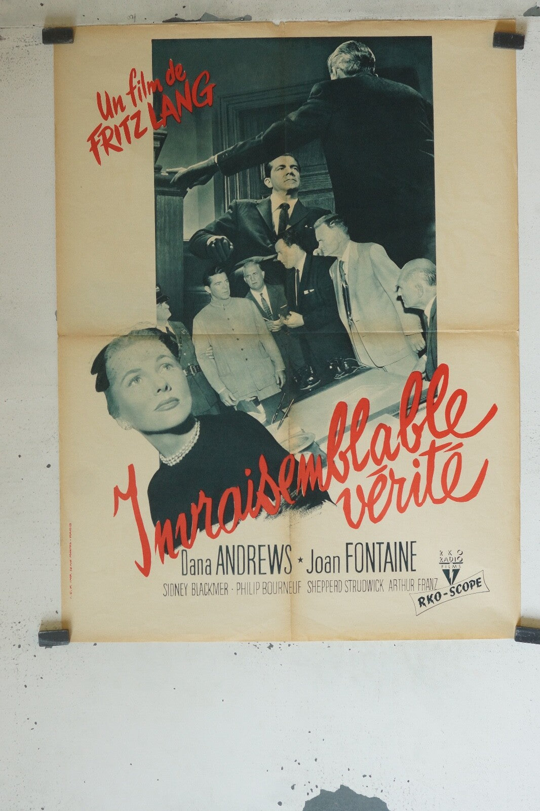 INVRAISEMBLE VÉRITÉ MOVIE POSTER ORIGINAL (60X80) FRITZ LANG – DANA ANDREWS