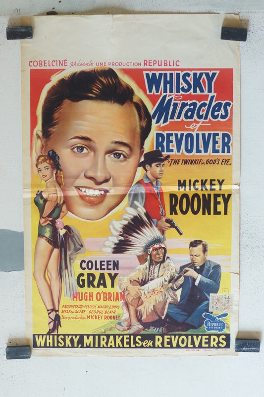 WHISKY MIRACLES ET REVOLVER POSTER ORIGINAL 53x36 Coleen Gray , Hugh O’Brian 