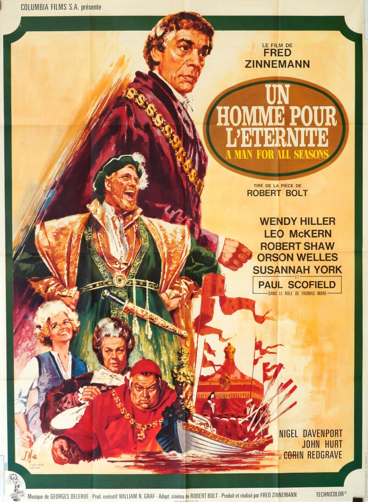UN HOMME POUR L’ÉTERNITÉ MOVIE POSTER ORIGINAL 120x160 FRED ZINNEMANN