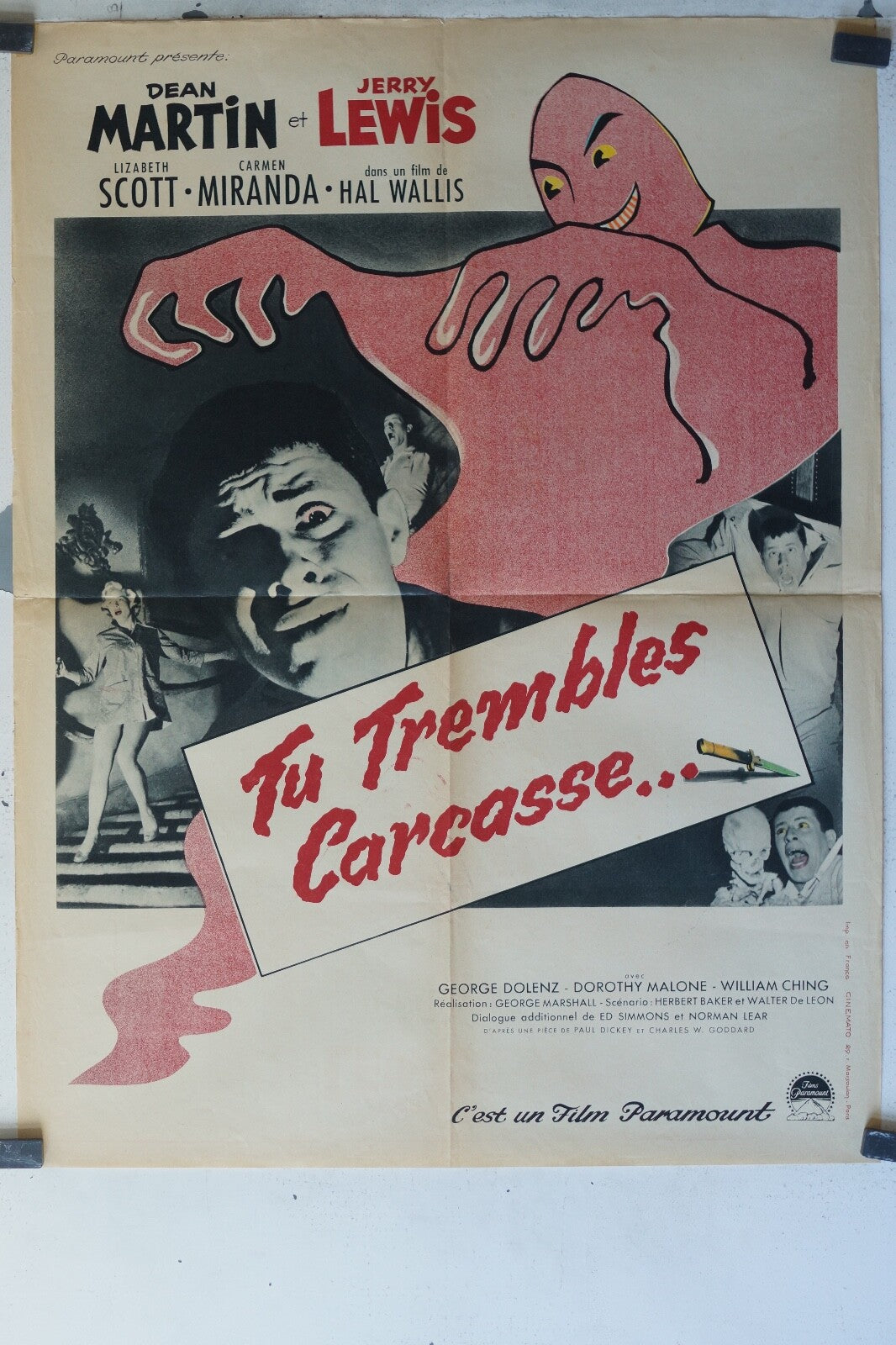  TU TREMBLES CARCASSE.. MOVIE POSTER ORIGINAL (60X80) Dean Martin , Jerry Lewis