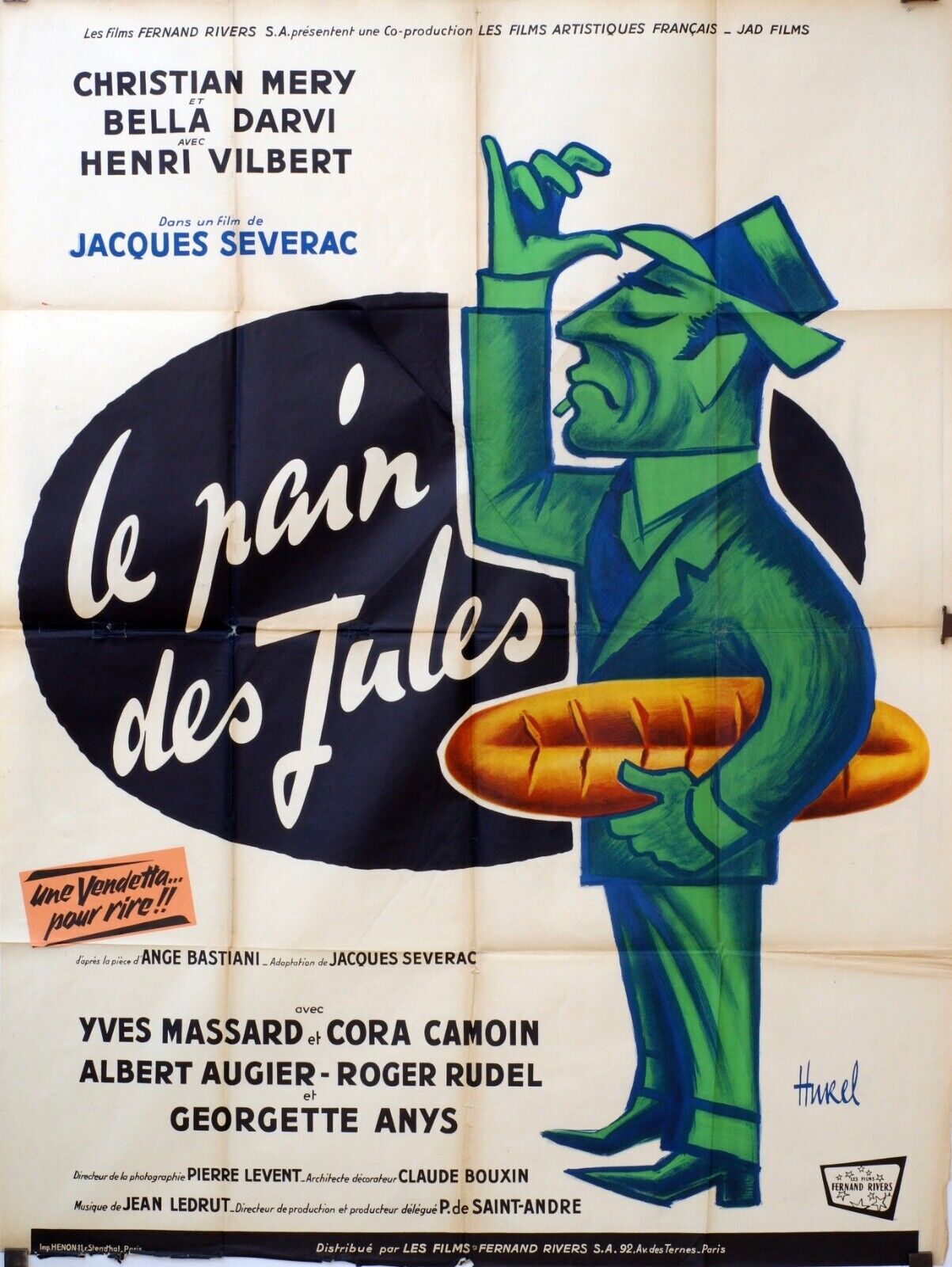 LE PAIN DE JULES MOVIE POSTER ORIGINAL 120x160 CHRISTIAN MERY