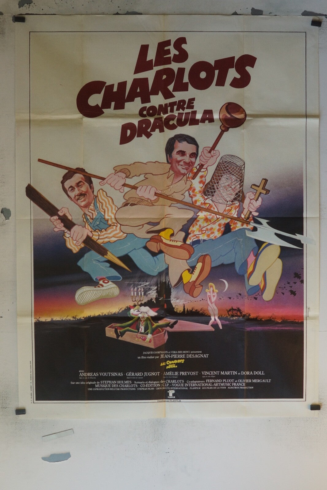 LES CHARLOTS CONTRE DRACULA MOVIE POSTER ORIGINAL 120x160 GÉRARD JUGNOT