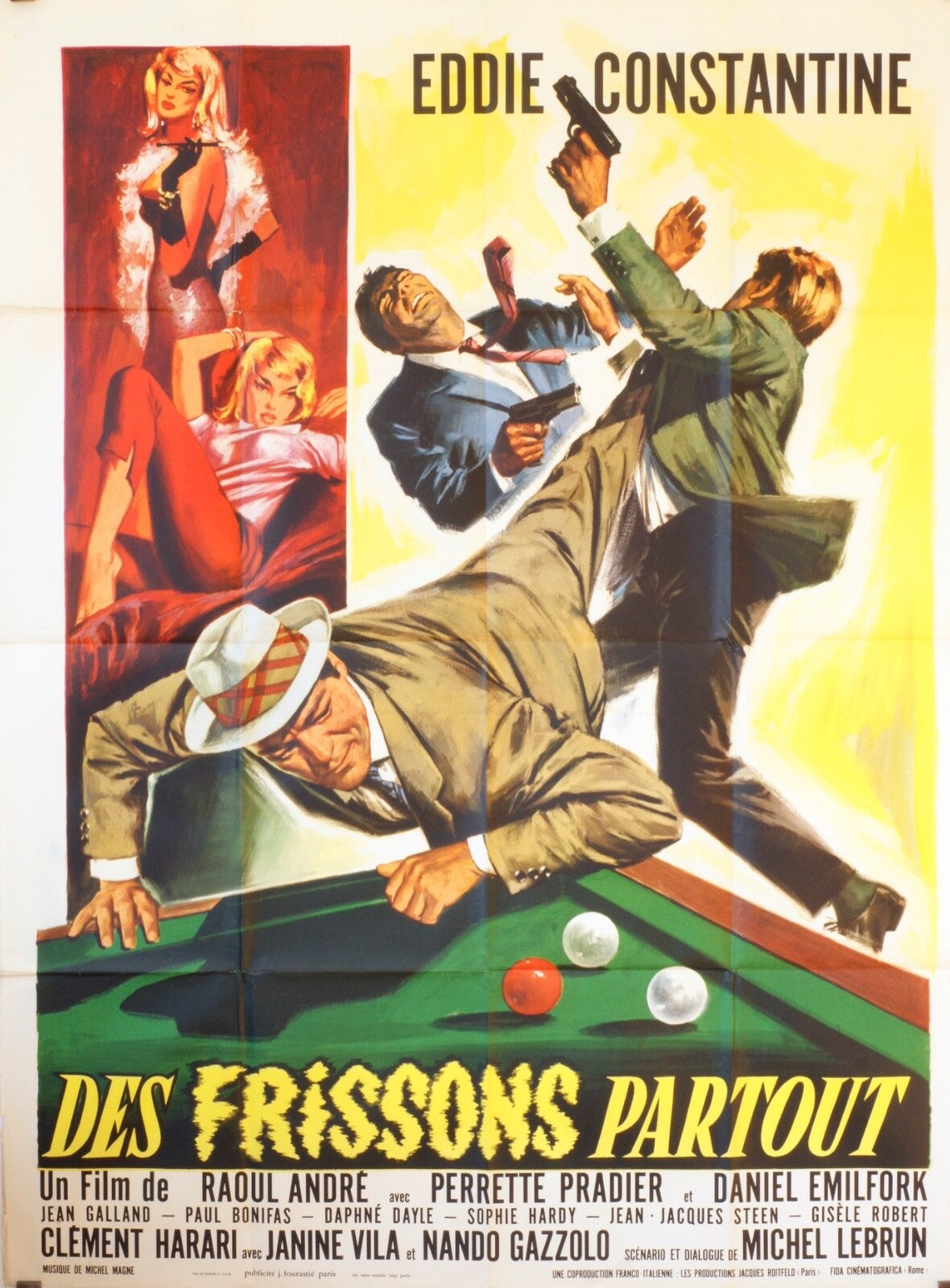 DES FRISSONS PARTOUT MOVIE POSTER ORIGINAL 120x160  EDDIE CONSTANTINE