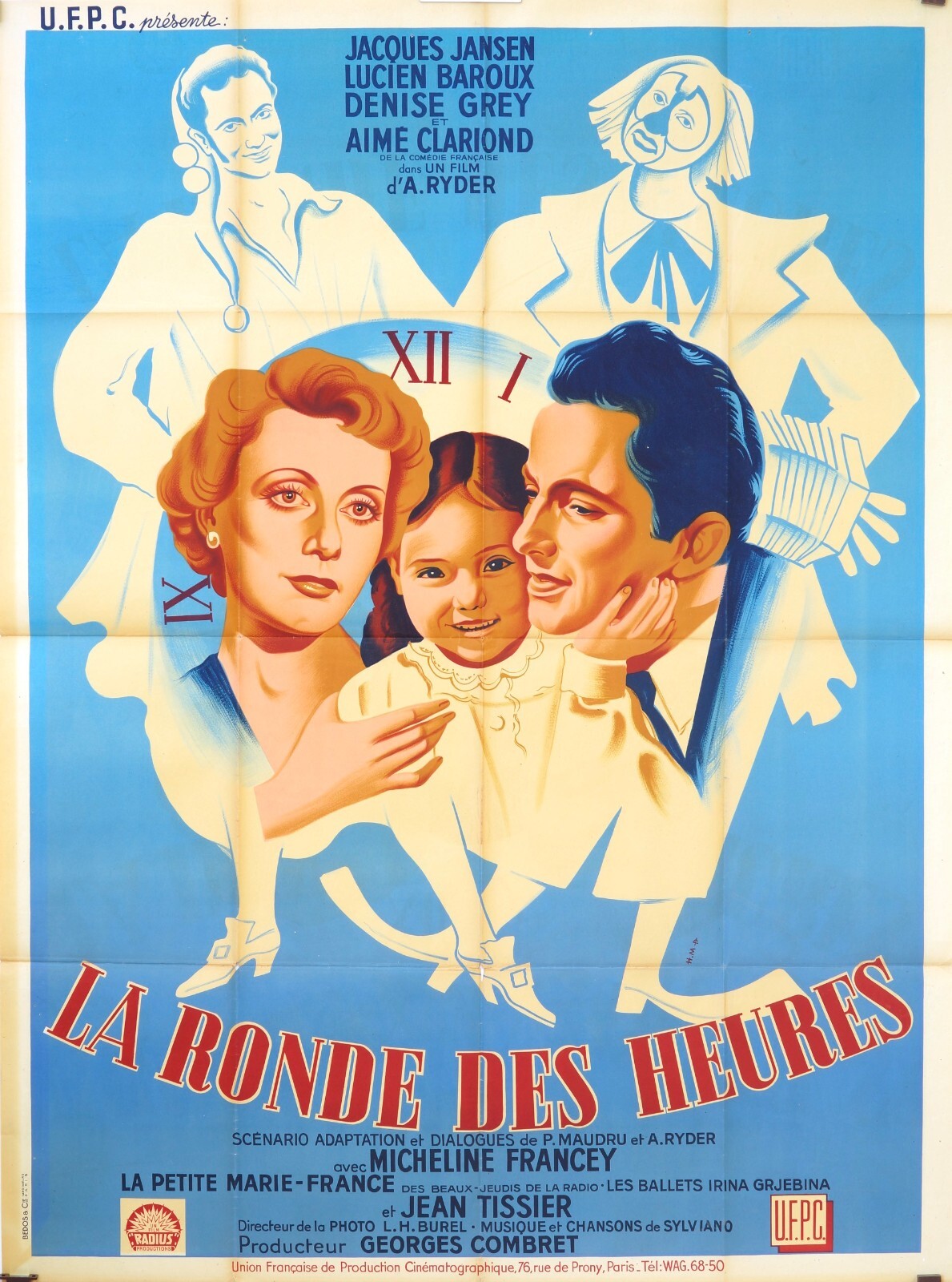 LA RONDE DES HEURES MOVIE POSTER ORIGINAL 120x160 JACQUES JANSEN