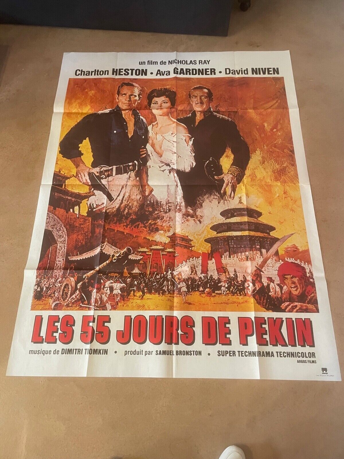 LES 55 JOURS DE PÉKIN MOVIE POSTER ORIGINAL 120x160 CHARLTON HESTON