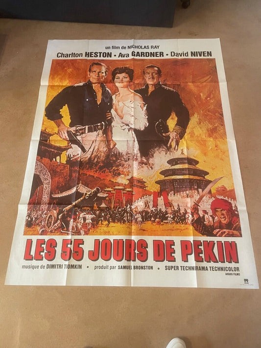 LES 55 JOURS DE PÉKIN MOVIE POSTER ORIGINAL 120x160 CHARLTON HESTON