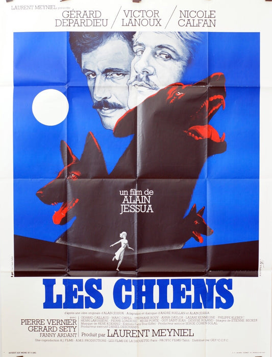 LES CHIENS, 1979 MOVIE POSTER ORIGINAL 120x160 GERARD DEPARDIEU